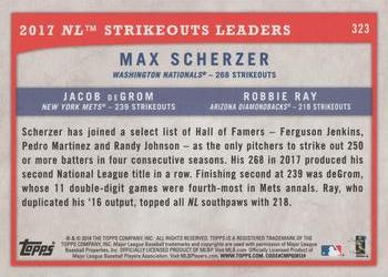 2018 Topps Big League - Gold #323 2017 NL Strikeouts Leaders (Max Scherzer / Jacob deGrom / Robbie Ray) Back