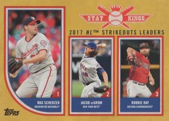 2018 Topps Big League - Gold #323 2017 NL Strikeouts Leaders (Max Scherzer / Jacob deGrom / Robbie Ray) Front