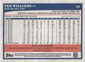 2018 Topps Big League - Gold #338 Ted Williams Back