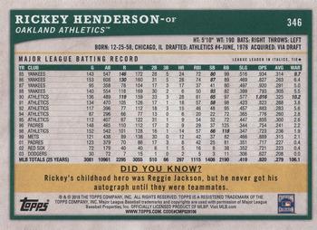 2018 Topps Big League - Gold #346 Rickey Henderson Back