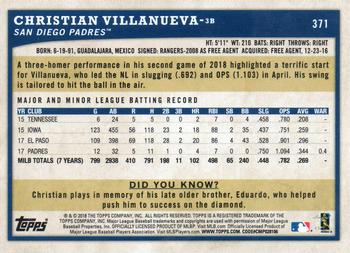 2018 Topps Big League - Gold #371 Christian Villanueva Back