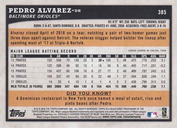 2018 Topps Big League - Gold #385 Pedro Alvarez Back