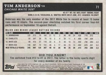2018 Topps Big League - Blue #71 Tim Anderson Back