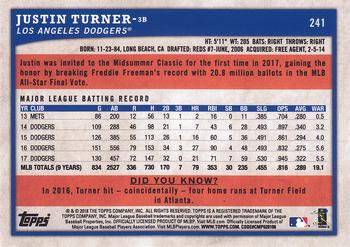 2018 Topps Big League - Blue #241 Justin Turner Back