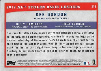 2018 Topps Big League - Blue #313 2017 NL Stolen Bases Leaders (Dee Gordon / Billy Hamilton / Trea Turner) Back
