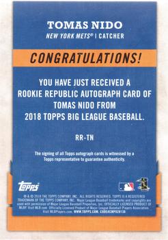 2018 Topps Big League - Rookie Republic Autographs #RR-TN Tomas Nido Back