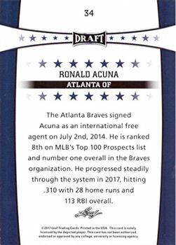 2017 Leaf Draft #34 Ronald Acuna Jr. Back