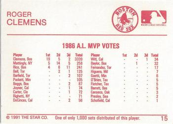 1991 Star Platinum #15 Roger Clemens Back