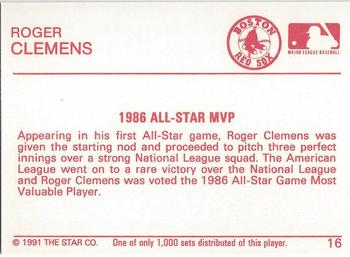 1991 Star Platinum #16 Roger Clemens Back