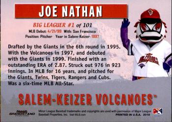 2018 Grandstand Salem-Keizer Volcanoes 20 Years of Success #1 Joe Nathan Back