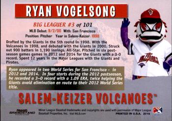 2018 Grandstand Salem-Keizer Volcanoes 20 Years of Success #3 Ryan Vogelsong Back