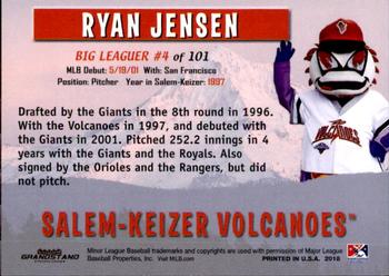 2018 Grandstand Salem-Keizer Volcanoes 20 Years of Success #4 Ryan Jensen Back