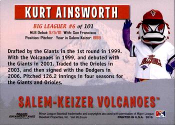 2018 Grandstand Salem-Keizer Volcanoes 20 Years of Success #6 Kurt Ainsworth Back