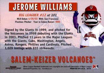 2018 Grandstand Salem-Keizer Volcanoes 20 Years of Success #12 Jerome Williams Back