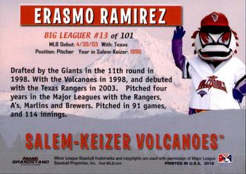 2018 Grandstand Salem-Keizer Volcanoes 20 Years of Success #13 Erasmo Ramirez Back