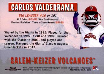 2018 Grandstand Salem-Keizer Volcanoes 20 Years of Success #16 Carlos Valderrama Back