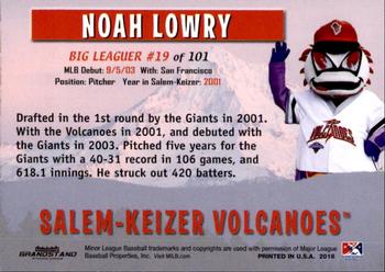 2018 Grandstand Salem-Keizer Volcanoes 20 Years of Success #19 Noah Lowry Back