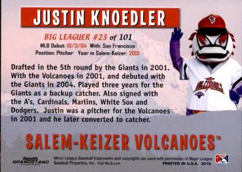 2018 Grandstand Salem-Keizer Volcanoes 20 Years of Success #23 Justin Knoedler Back
