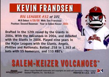 2018 Grandstand Salem-Keizer Volcanoes 20 Years of Success #32 Kevin Frandsen Back