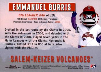 2018 Grandstand Salem-Keizer Volcanoes 20 Years of Success #46 Emmanuel Burris Back