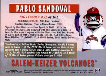 2018 Grandstand Salem-Keizer Volcanoes 20 Years of Success #52 Pablo Sandoval Back