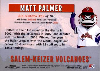 2018 Grandstand Salem-Keizer Volcanoes 20 Years of Success #53 Matt Palmer Back