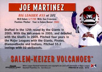 2018 Grandstand Salem-Keizer Volcanoes 20 Years of Success #55 Joe Martinez Back