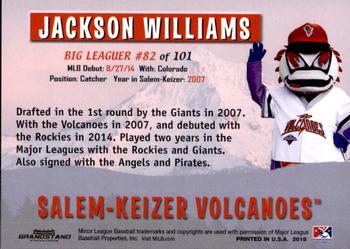 2018 Grandstand Salem-Keizer Volcanoes 20 Years of Success #82 Jackson Williams Back