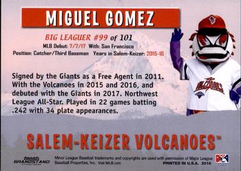 2018 Grandstand Salem-Keizer Volcanoes 20 Years of Success #99 Miguel Gomez Back