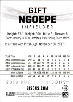2018 Choice Buffalo Bisons #16 Gift Ngoepe Back