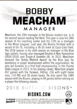 2018 Choice Buffalo Bisons #26 Bobby Meacham Back