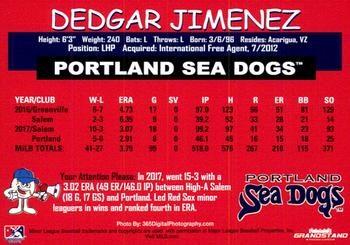 2018 Grandstand Portland Sea Dogs #NNO Dedgar Jimenez Back
