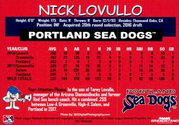 2018 Grandstand Portland Sea Dogs #NNO Nick Lovullo Back