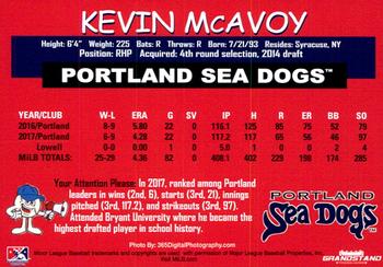 2018 Grandstand Portland Sea Dogs #NNO Kevin McAvoy Back