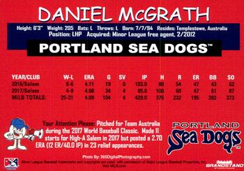 2018 Grandstand Portland Sea Dogs #NNO Daniel McGrath Back