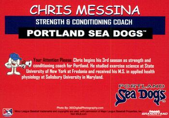 2018 Grandstand Portland Sea Dogs #NNO Chris Messina Back