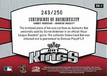2005 Donruss - Bat Kings #BK-1 Garret Anderson Back