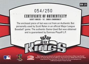 2005 Donruss - Bat Kings #BK-21 Scott Rolen Back