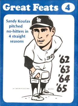 1972 Laughlin Great Feats of Baseball #4 Sandy Koufax Front