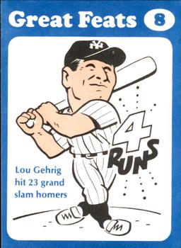 1972 Laughlin Great Feats of Baseball #8 Lou Gehrig Front