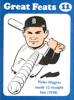 1972 Laughlin Great Feats of Baseball #11 Pinky Higgins Front