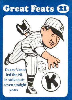1972 Laughlin Great Feats of Baseball #21 Dazzy Vance Front