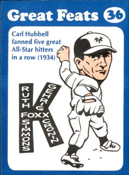 1972 Laughlin Great Feats of Baseball #36 Carl Hubbell Front