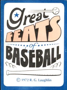 1972 Laughlin Great Feats of Baseball #NNO Header Card Front