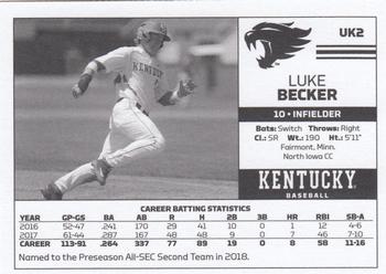 2018 Kentucky Wildcats #UK2 Luke Becker Back