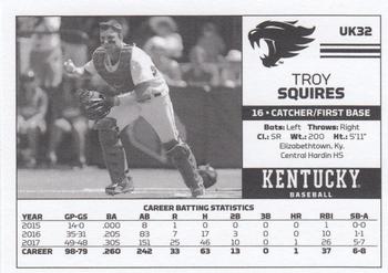 2018 Kentucky Wildcats #UK32 Troy Squires Back