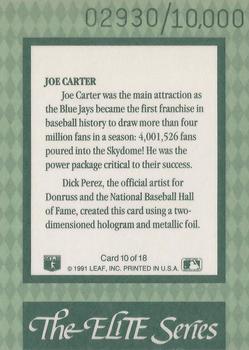 1992 Donruss - The Elite Series #10 Joe Carter Back