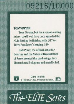 1992 Donruss - The Elite Series #14 Tony Gwynn Back