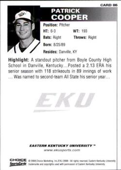 2008 Choice Eastern Kentucky Colonels #06 Patrick Cooper Back