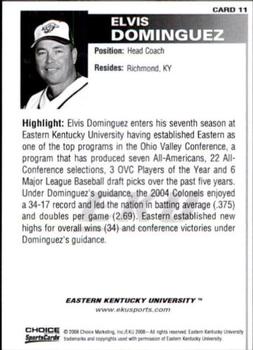 2008 Choice Eastern Kentucky Colonels #11 Elvis Dominguez Back